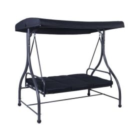 3 Seats Converting Outdoor Swing Canopy Hammock with Adjustable Tilt Canopy-Black - Color: Black