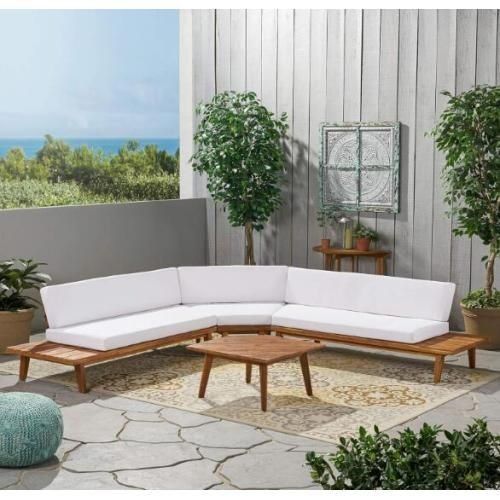 HILLCREST V Shaped 4-Piece Sofa Set-WHITE HILLCREST V Shaped 4-Piece Sofa Set-WHITE