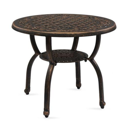 23.6 Inch Grid Lace Courtyard Cast Aluminum Table, Antique Bronze Color 23.6 Inch Grid Lace Courtyard Cast Aluminum Table, Antique Bronze Color