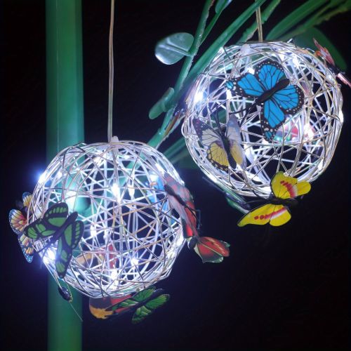 1pc Butterfly Outdoor Decorative Light Solar Hanging Decorative; Outdoor Courtyard; Garden Decorative Lamp With Ball Hanging Tree Lamp; Luminous