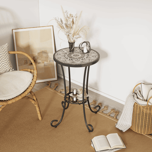 Patio Side Table With Shelf